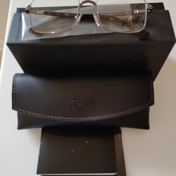 Persol Classic Rectangle Metal Frame Eyeglasses in Silver - Picture 8 of 8